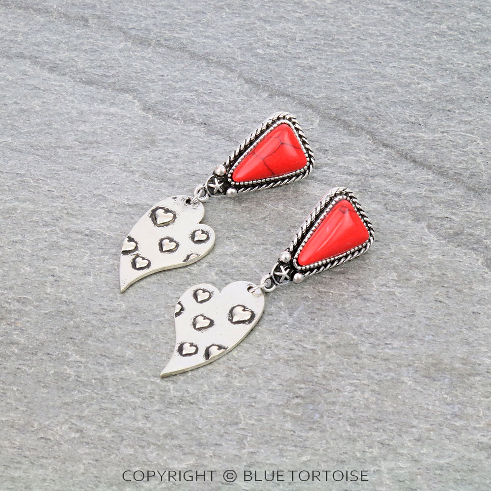 2.25" Heart Casting with Stone Stud Earrings