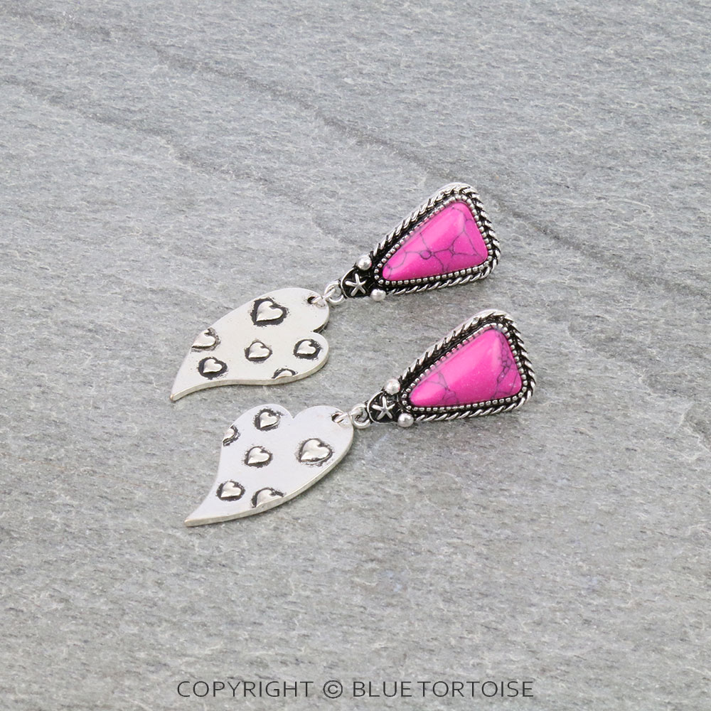 2.25" Heart Casting with Stone Stud Earrings