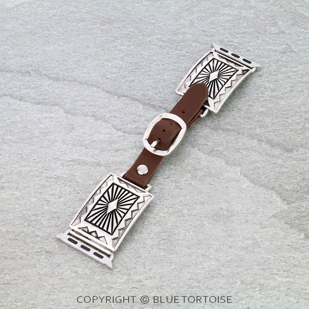 Large Western Concho Apple Watch Leather Band