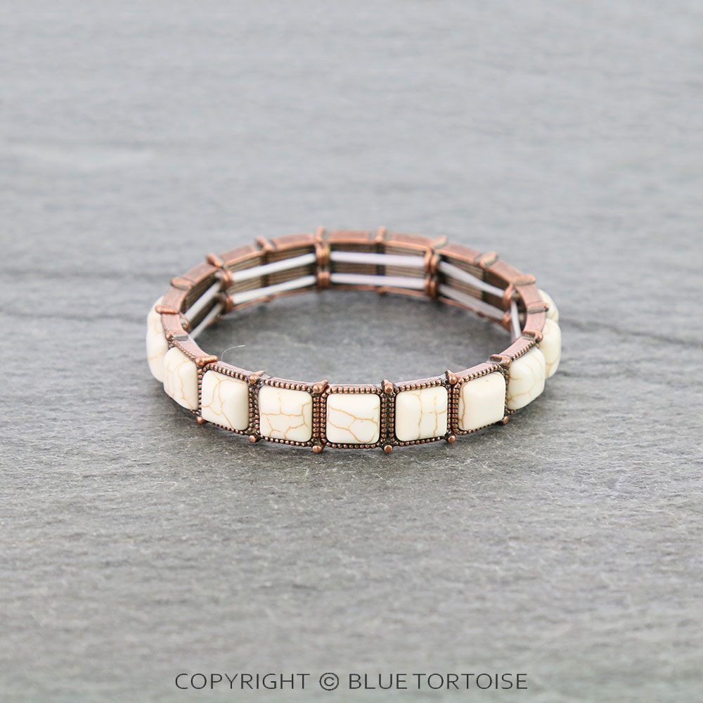 Western Square Stone Stretch Bracelet
