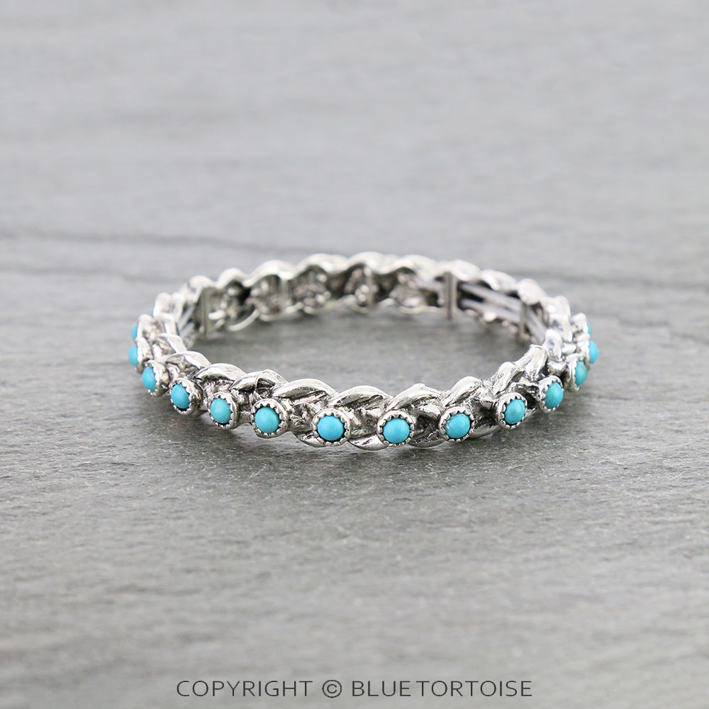 Western Semi Stone Twist Stretch Bracelet