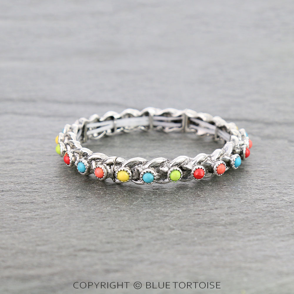 Western Semi Stone Twist Stretch Bracelet