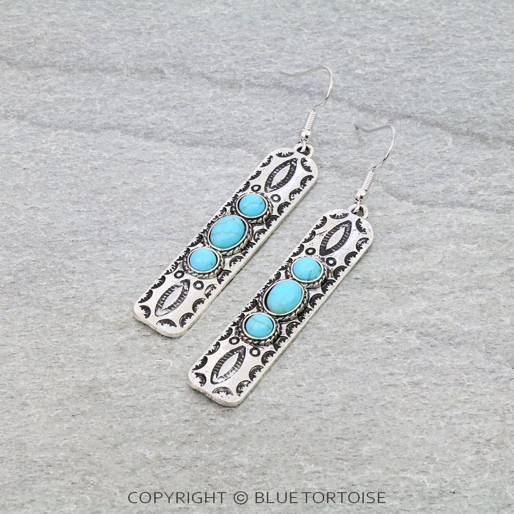 Western Stamping Design Bar Dangle Earrings
