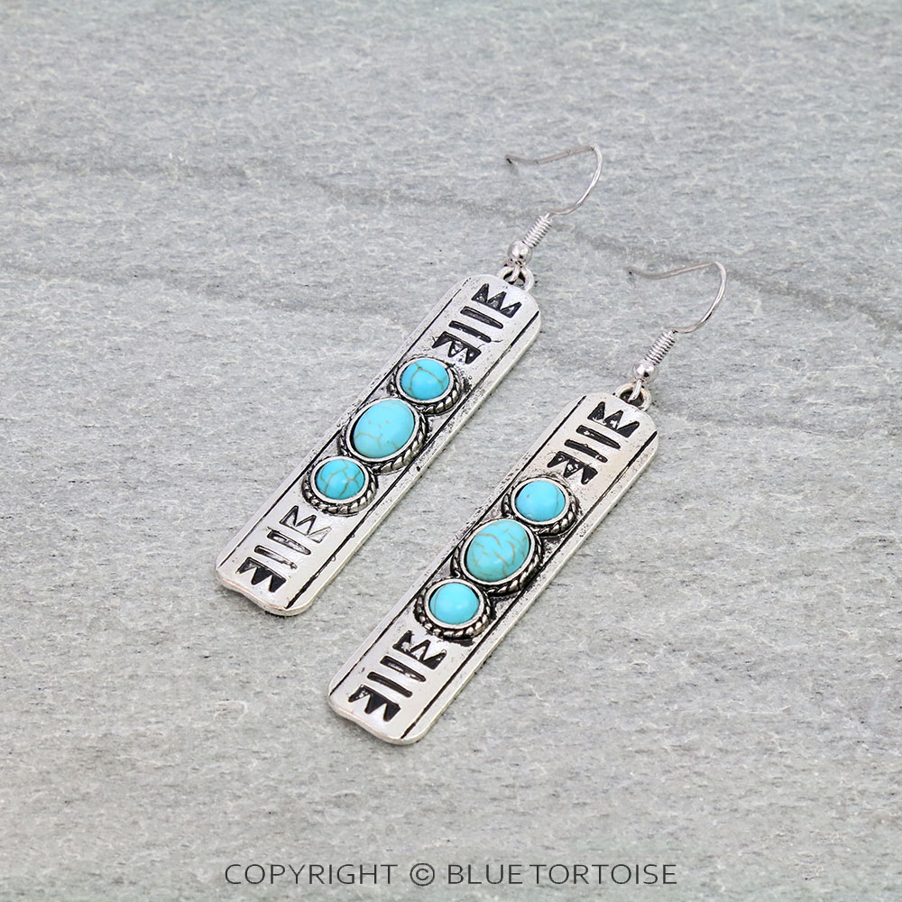 Western Stamping Design Bar Dangle Earrings