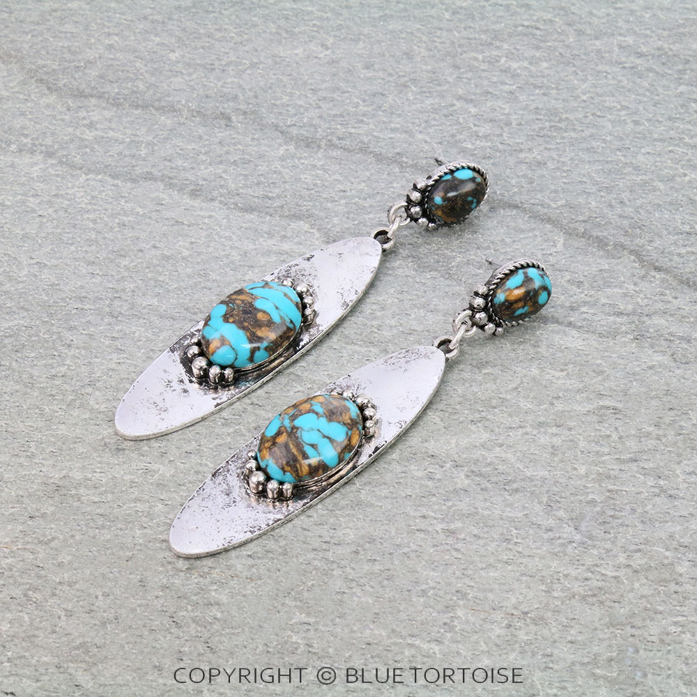 Western Handmade Stone Oval Stud Earrings