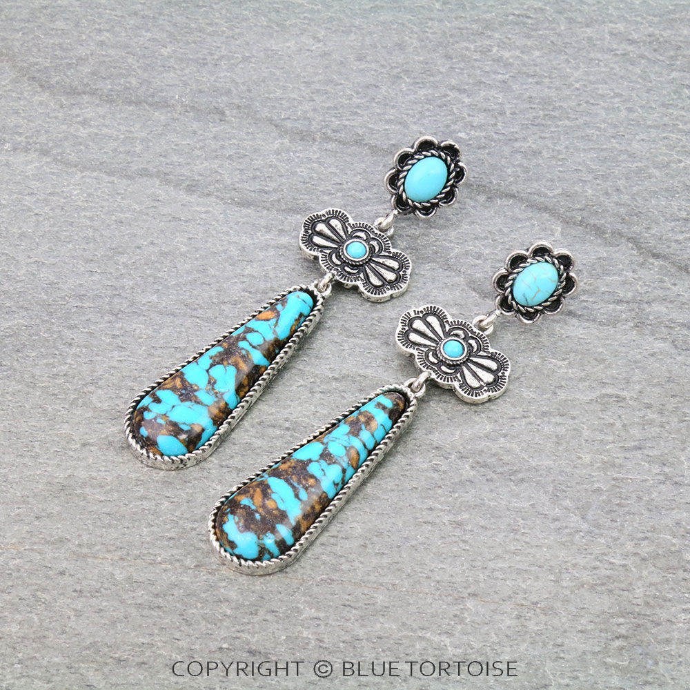 Western Handmade Stone Drop Stud Earrings