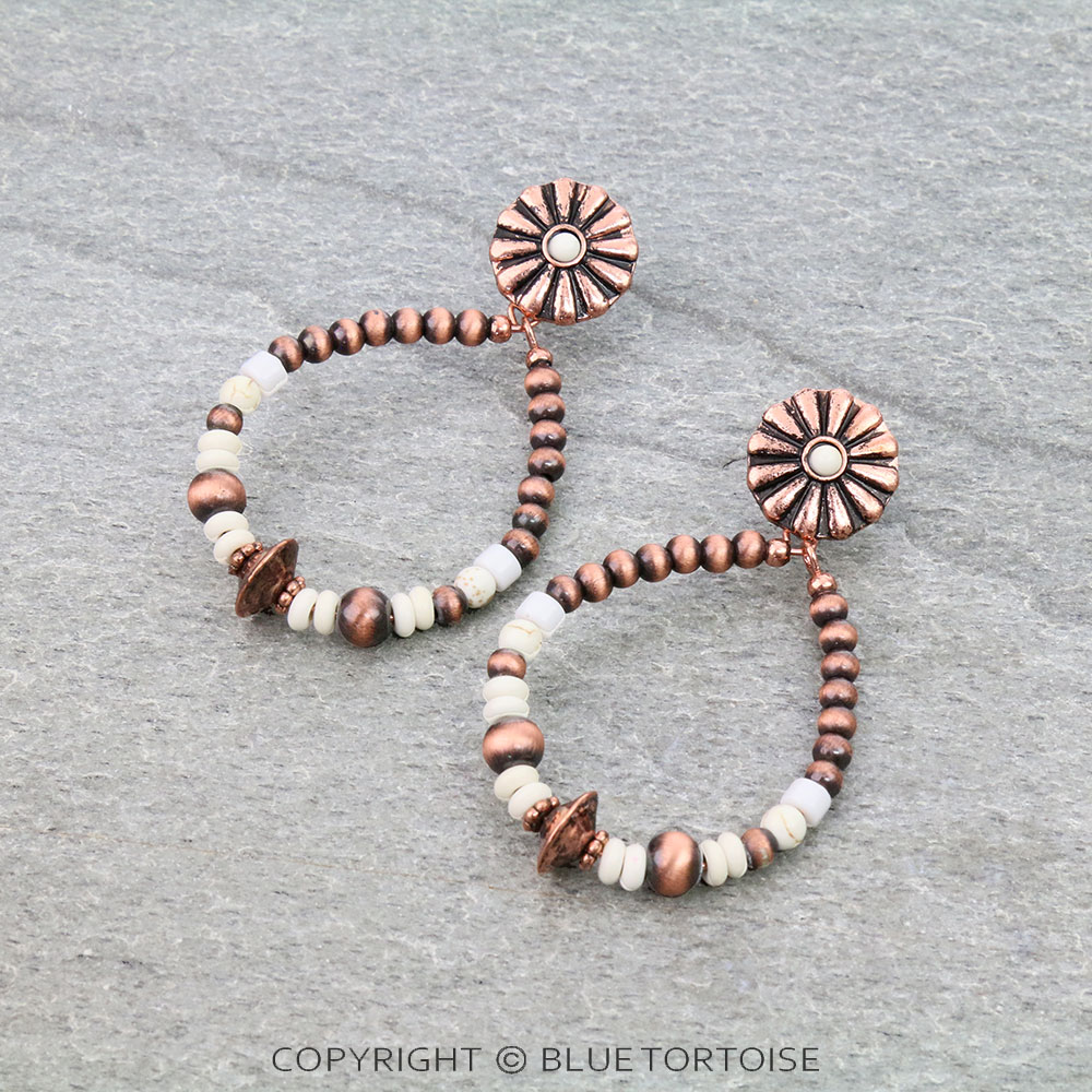 Navajo Style Pearl with Concho Stud Earrings