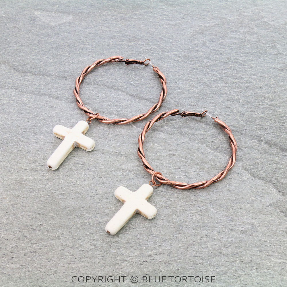 Western Cross Hoop Earrings