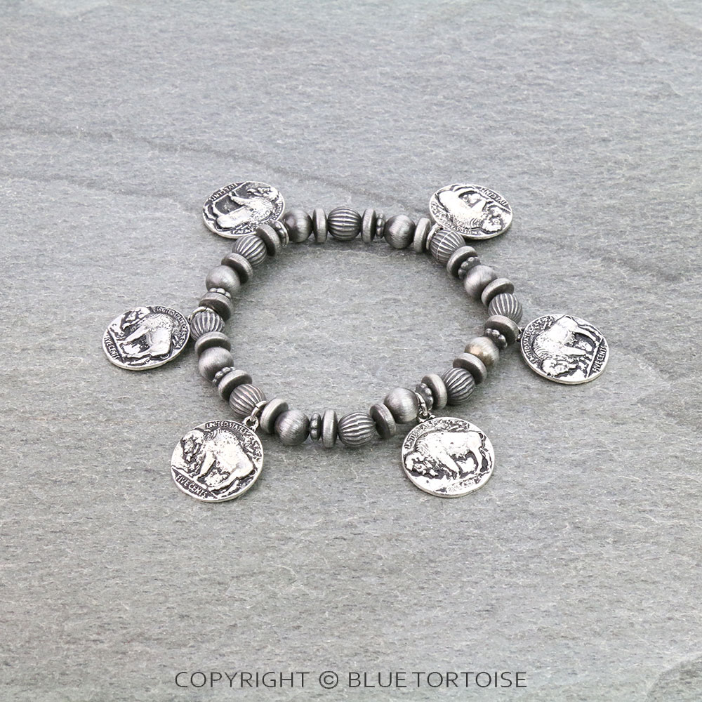 Western Buffalo Coin Stretch Bracelet
