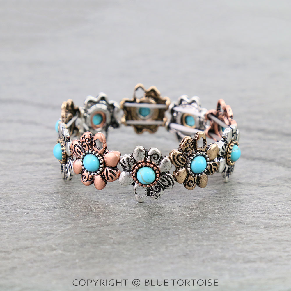 Western Flower Stone Stretch Bracelet - Image 2