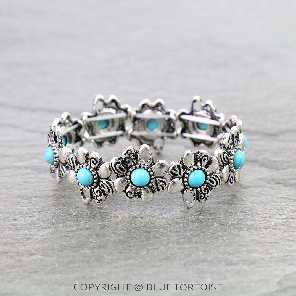 Western Flower Stone Stretch Bracelet