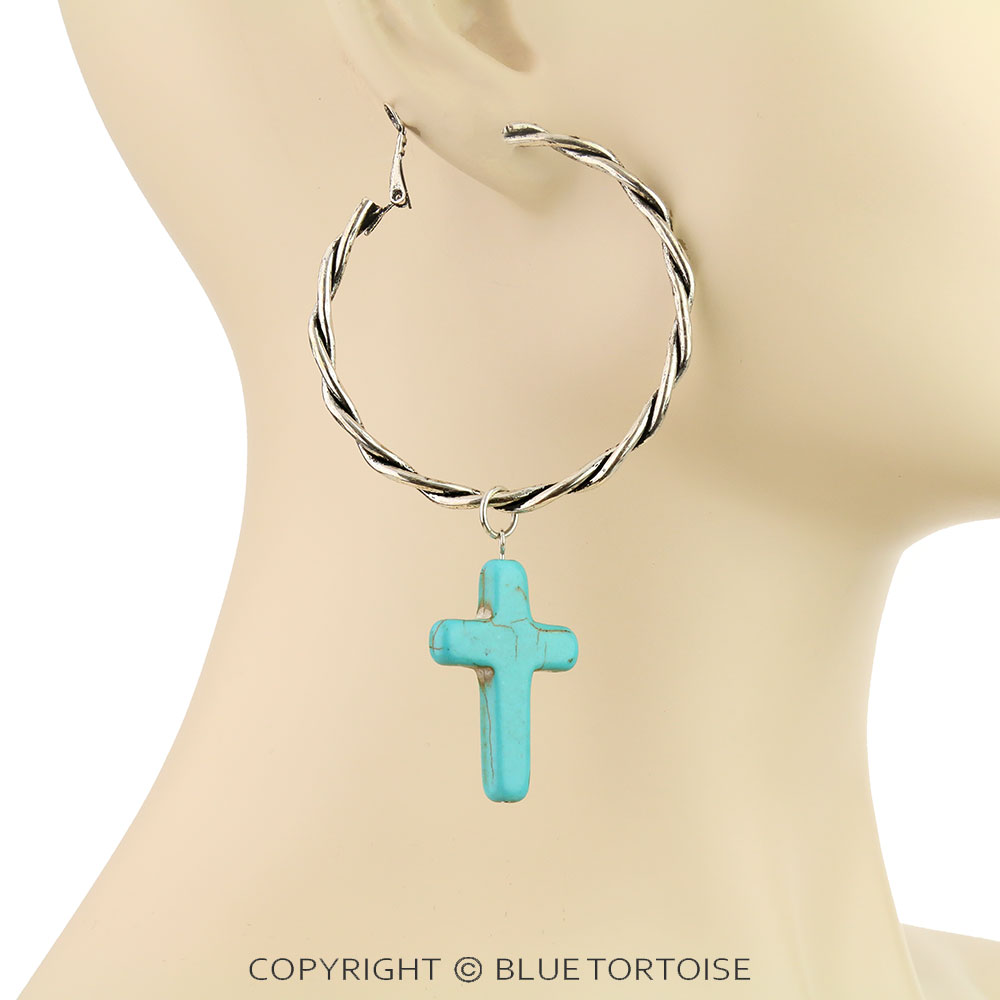 Western Cross Hoop Earrings - Image 2