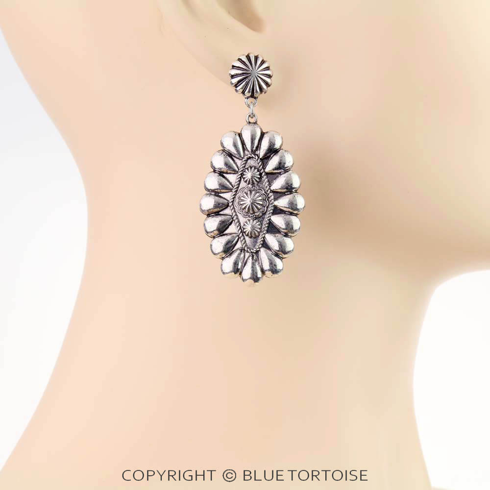 Western Metal Concho Stud Earrings - Image 2
