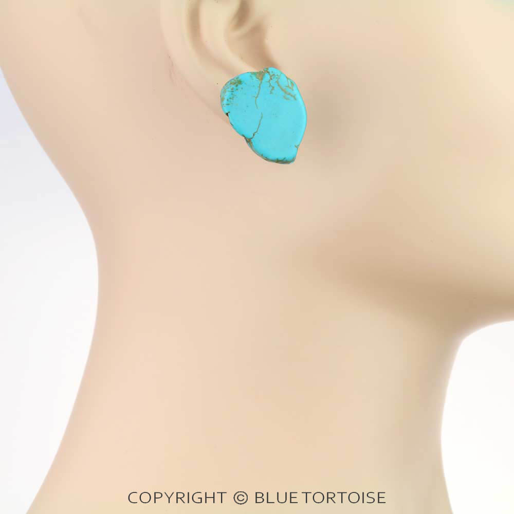 Western Slab Stone Stud Earrings - Image 2