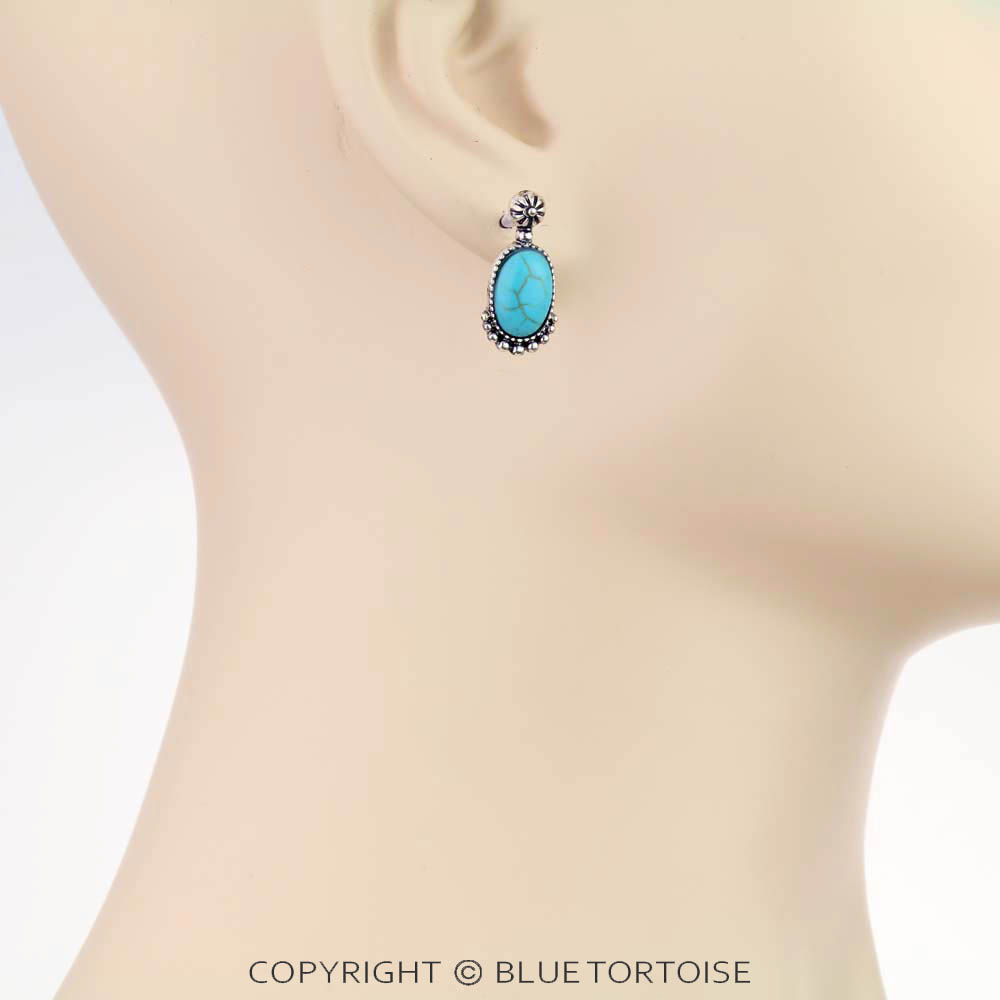 Western Semi Stone Stud Earrings - Image 2