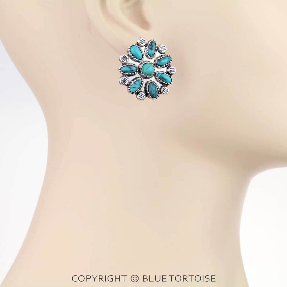 1" Western Concho Stud Earrings - Image 2