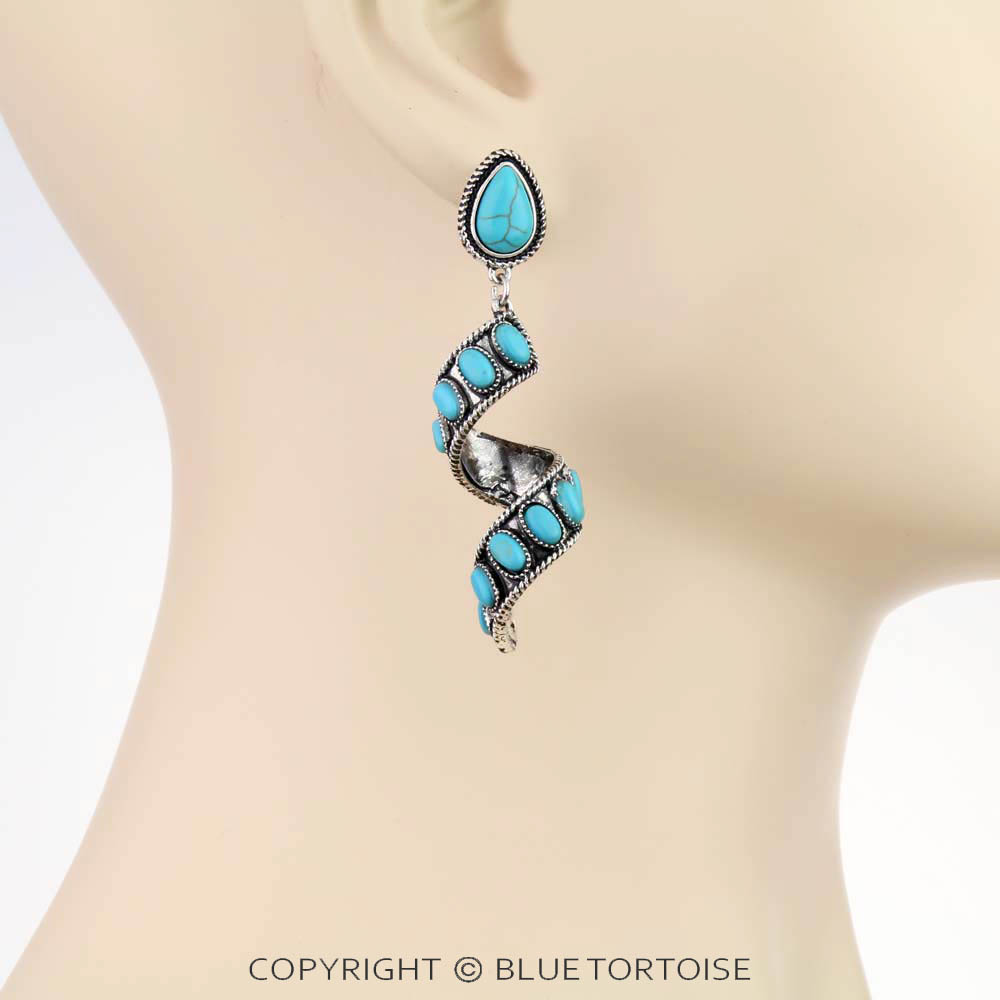 Western Semi Stone Spiral Stud Earrings - Image 2