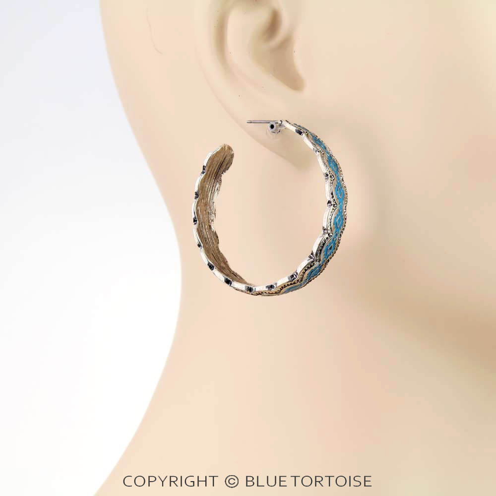 Western Aztec with Epoxy Hoop Earrings - Image 2