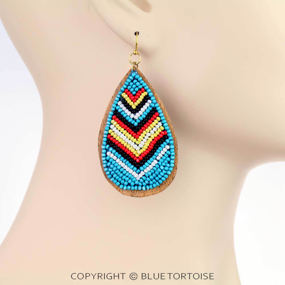 Western Seed Bead Teardrop Dangle Earrings - Image 2