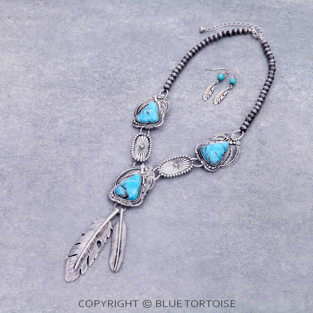 Western Design Stone Necklace Set