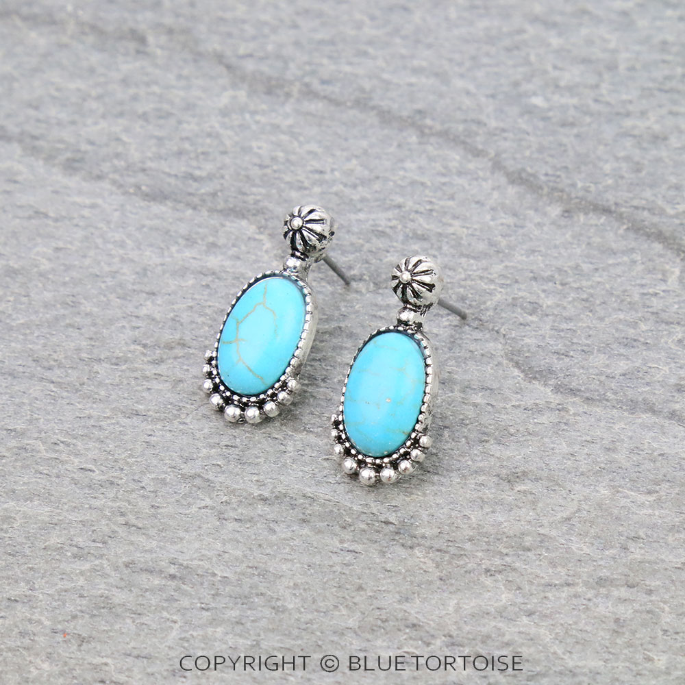 Western Semi Stone Stud Earrings - Image 3