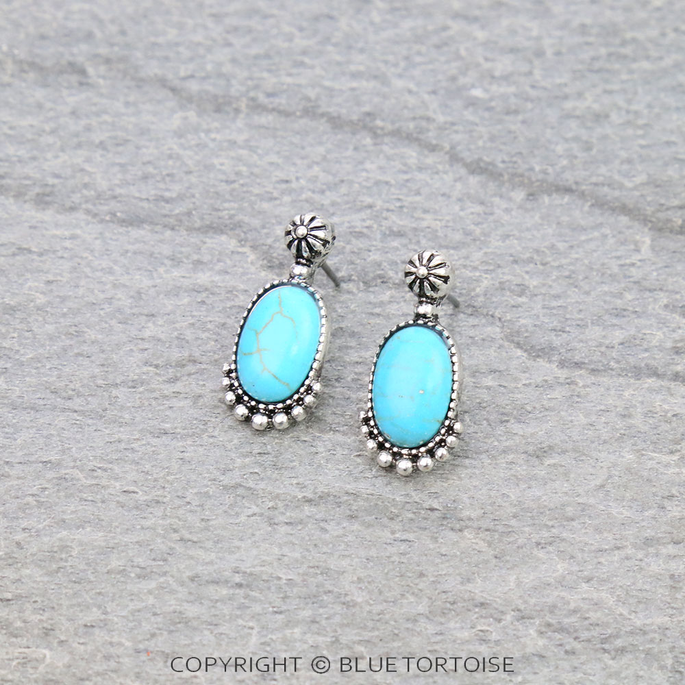 Western Semi Stone Stud Earrings