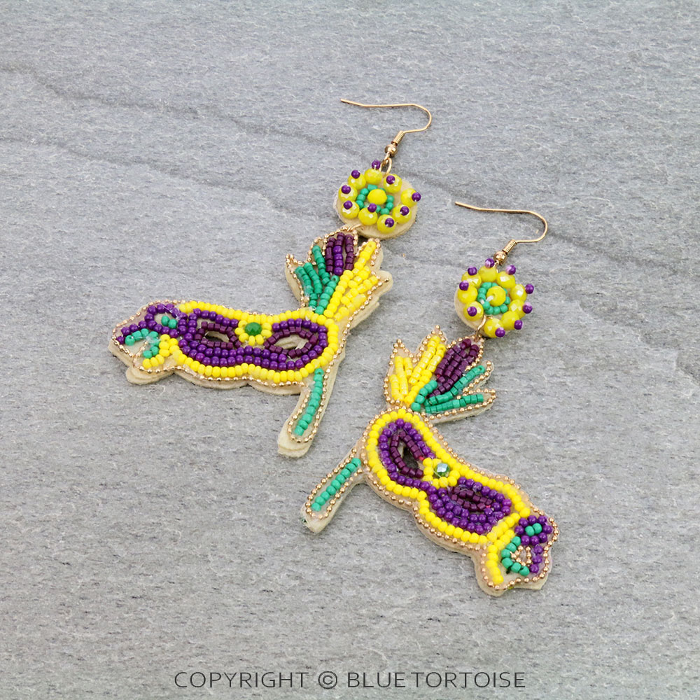 Mardi Gras Mask Dangle Earrings