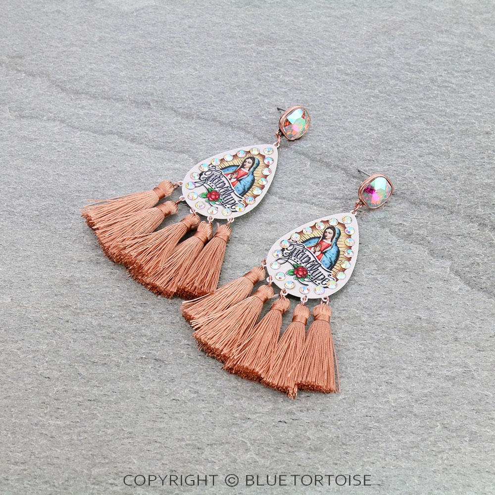 Lady Guadalupe with Tassel Stud Earrings