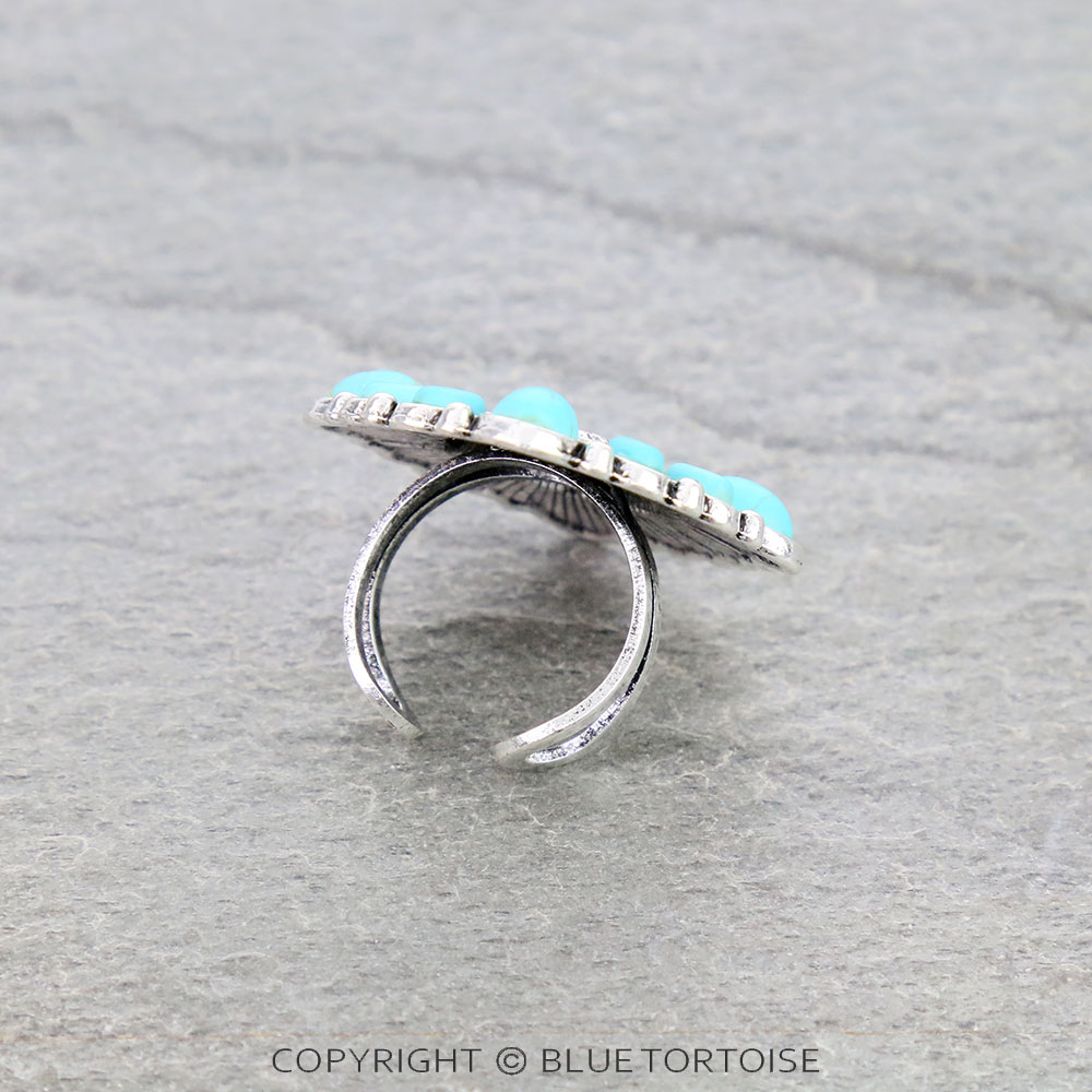 Western Buffalo Coin Stone Cuff Ring - Image 2