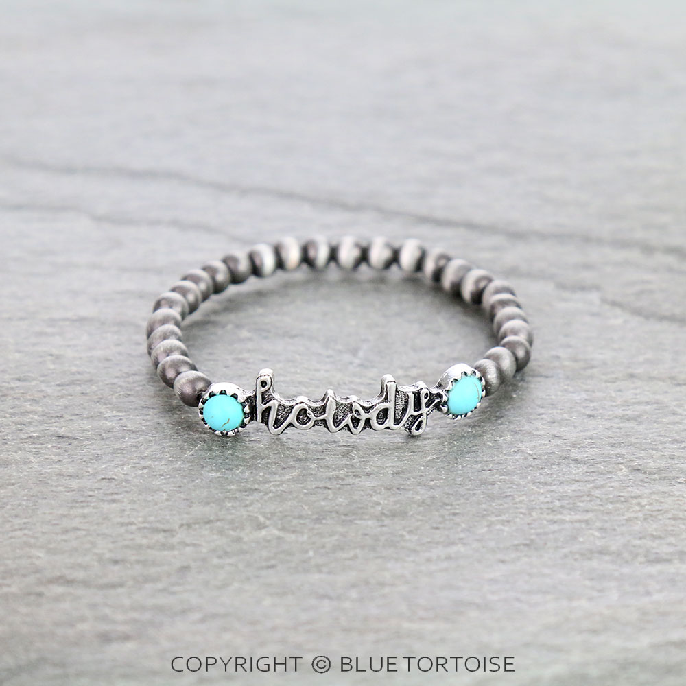 Navajo Style Pearl "Howdy" Stretch Bracelet