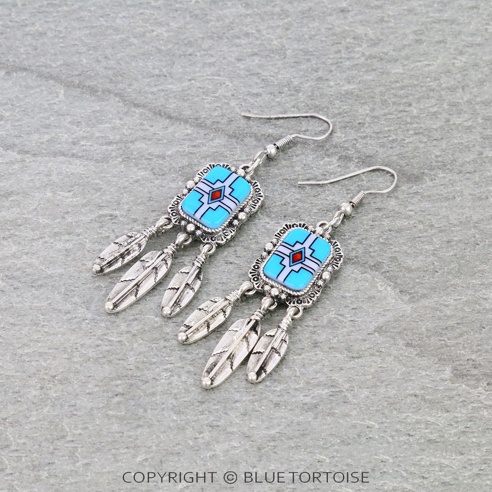 Western Navajo Pattern Dangle Earrings