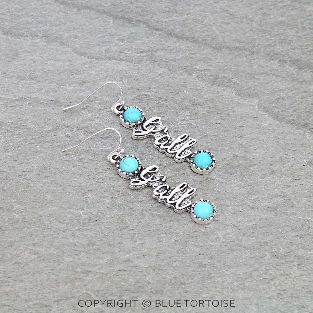 Western "Y'all" Stone Dangle Earrings