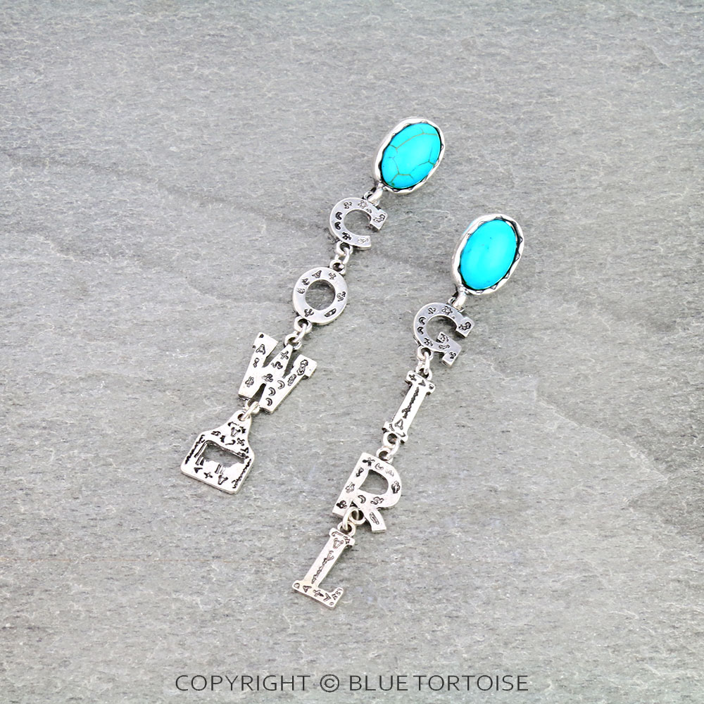 Western "COW GIRL" Stone Stud Earrings