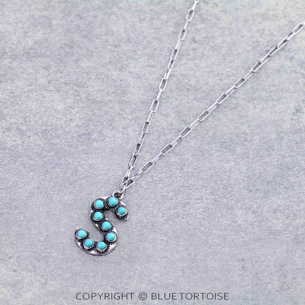 Initial “S” Stone Pendant Necklace