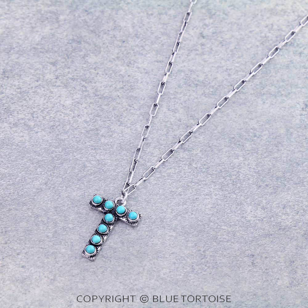 Initial “T” Stone Pendant Necklace