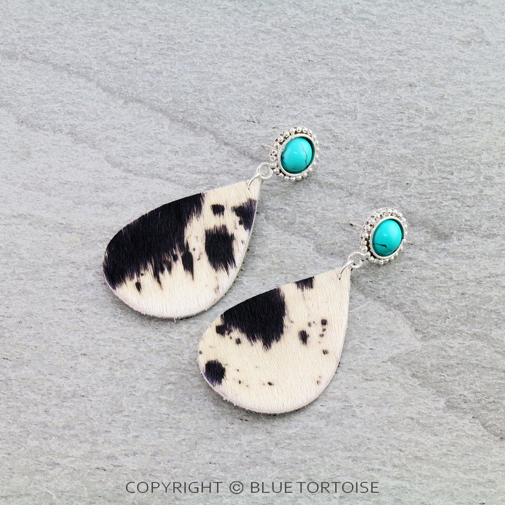 Handmade Teardrop Fur Stone Stud Earrings