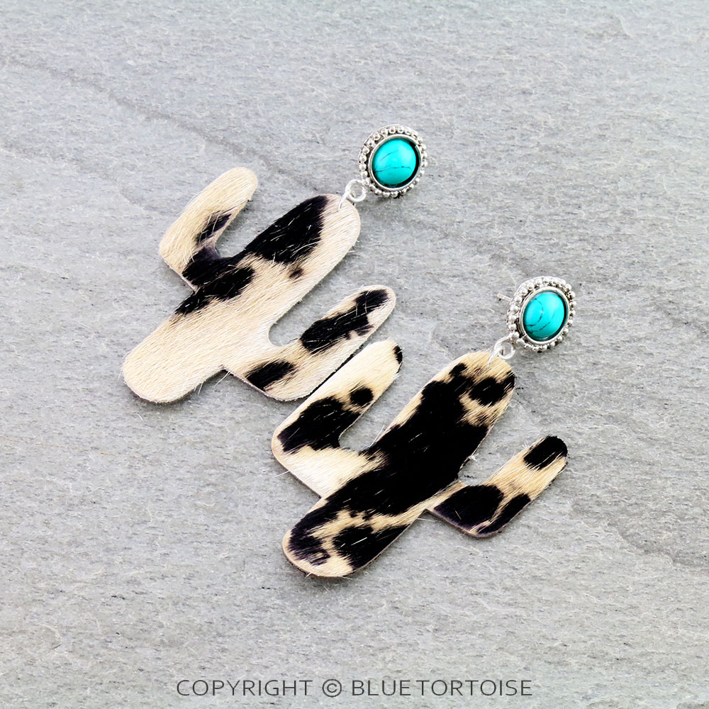Handmade Cactus Fur Stone Stud Earrings