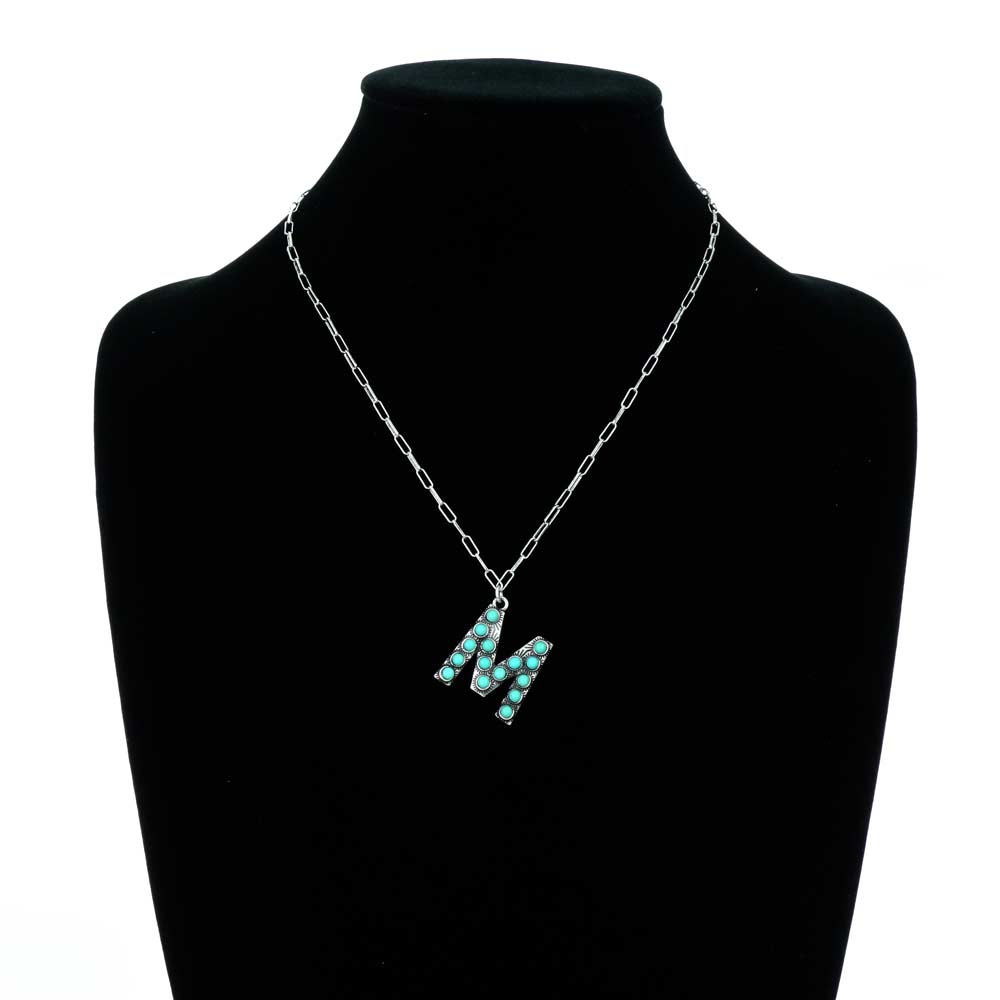 Initial “M” Stone Pendant Necklace - Image 2