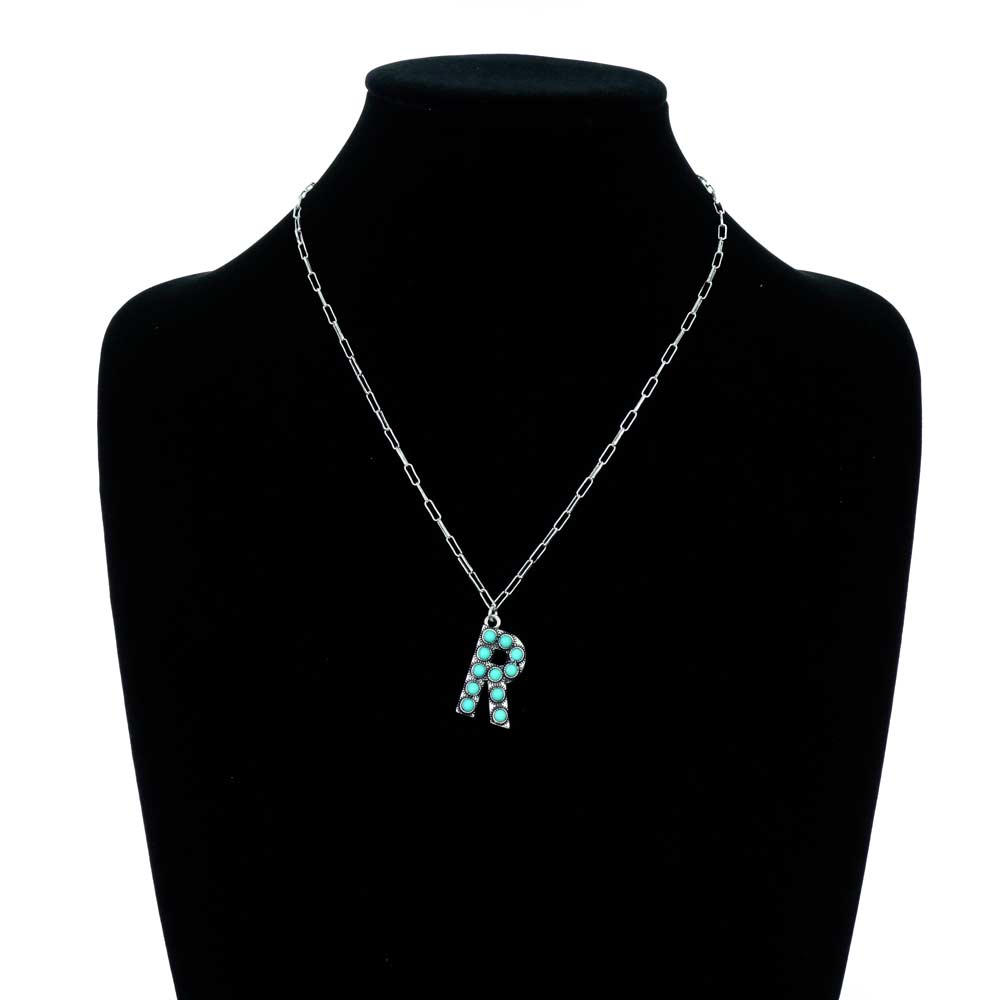 Initial “R” Stone Pendant Necklace - Image 2