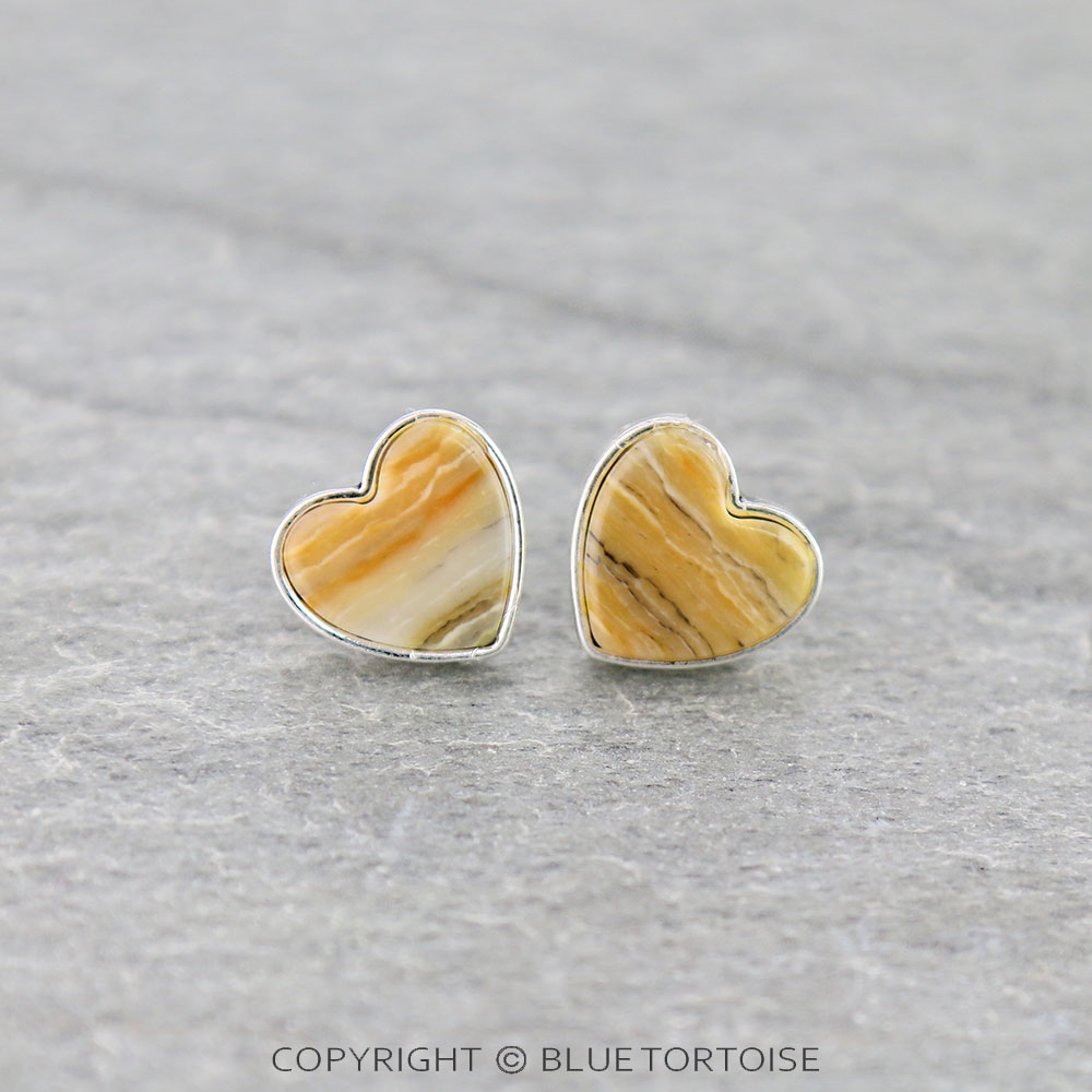 Heart Shape Agate Stone Stud Earrings