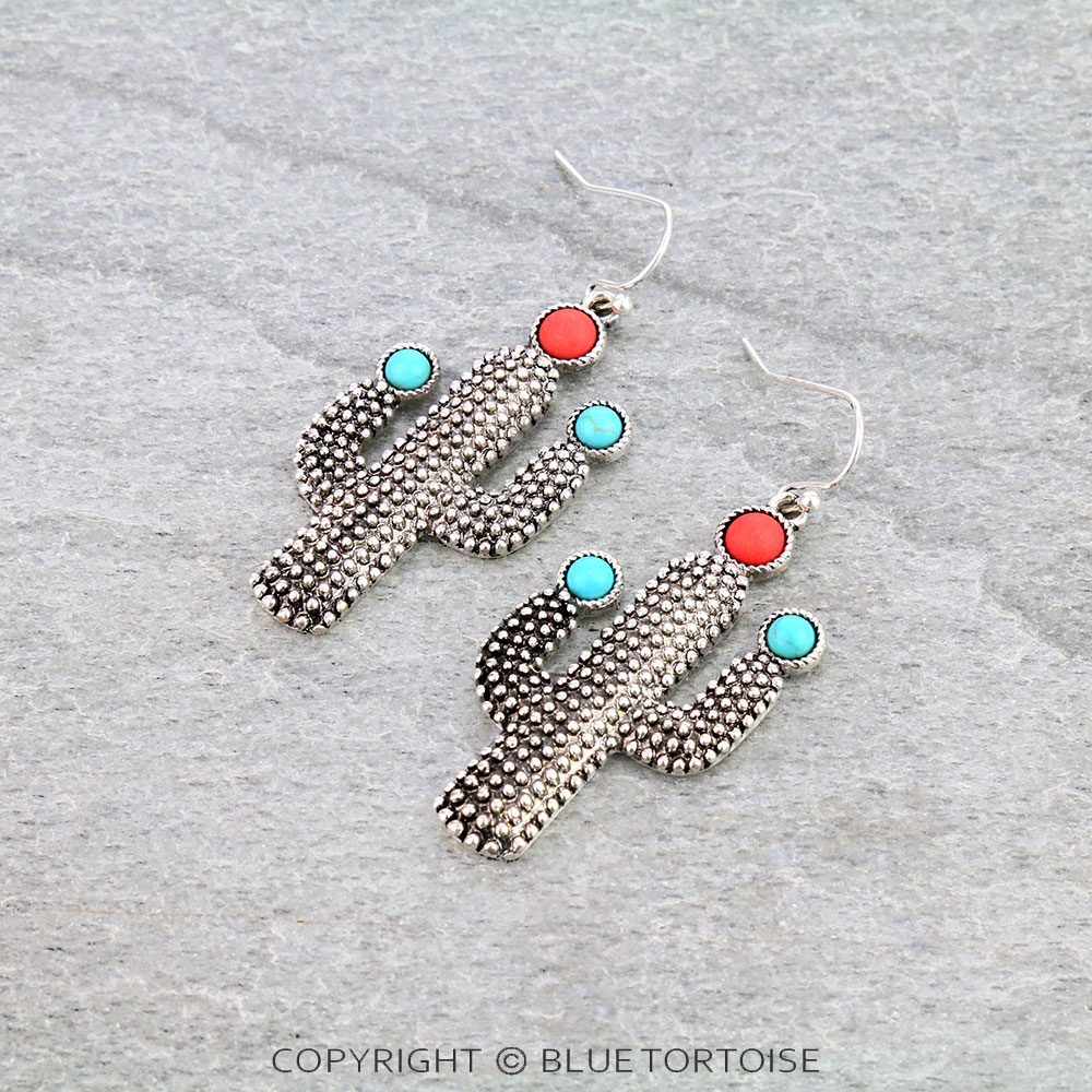 Western Cactus Dangle Earrings