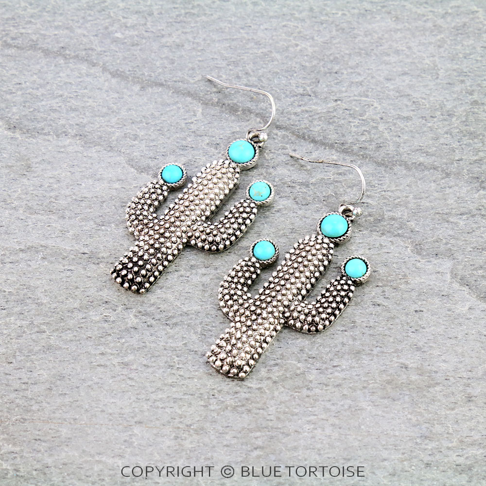 Western Cactus Dangle Earrings