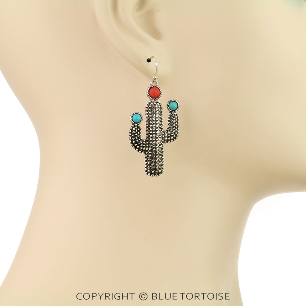 Western Cactus Dangle Earrings - Image 2