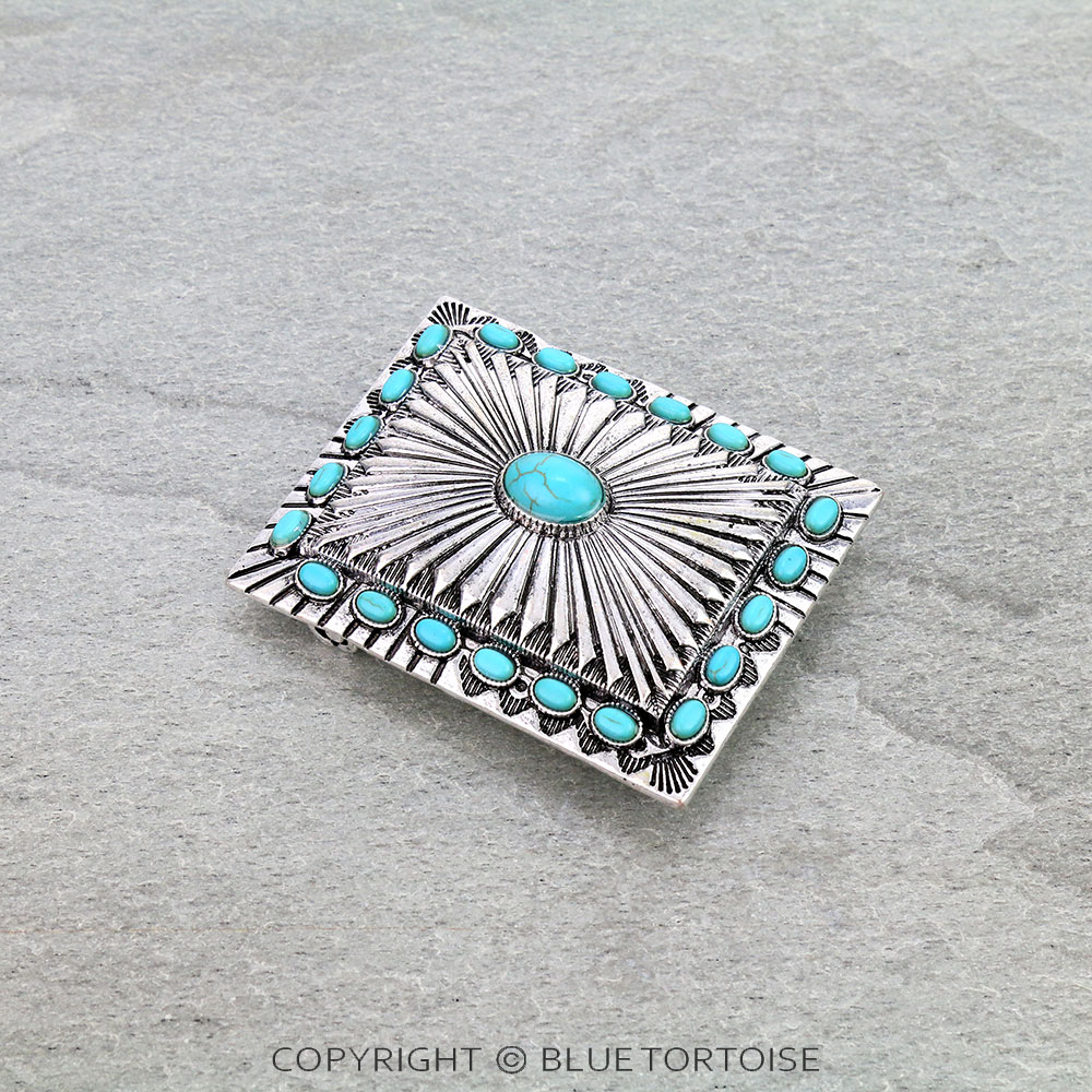 Western Concho Stone Belt Buckle