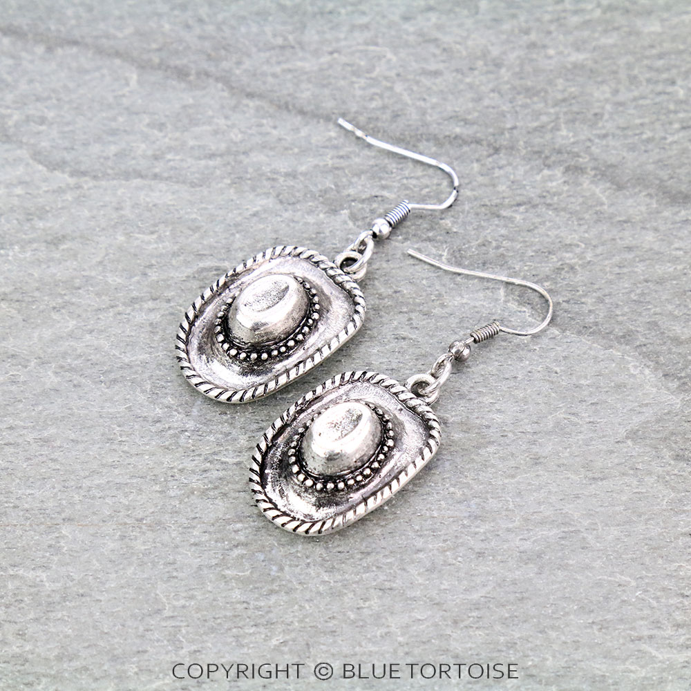 Western Cowboy Hat Dangle Earrings