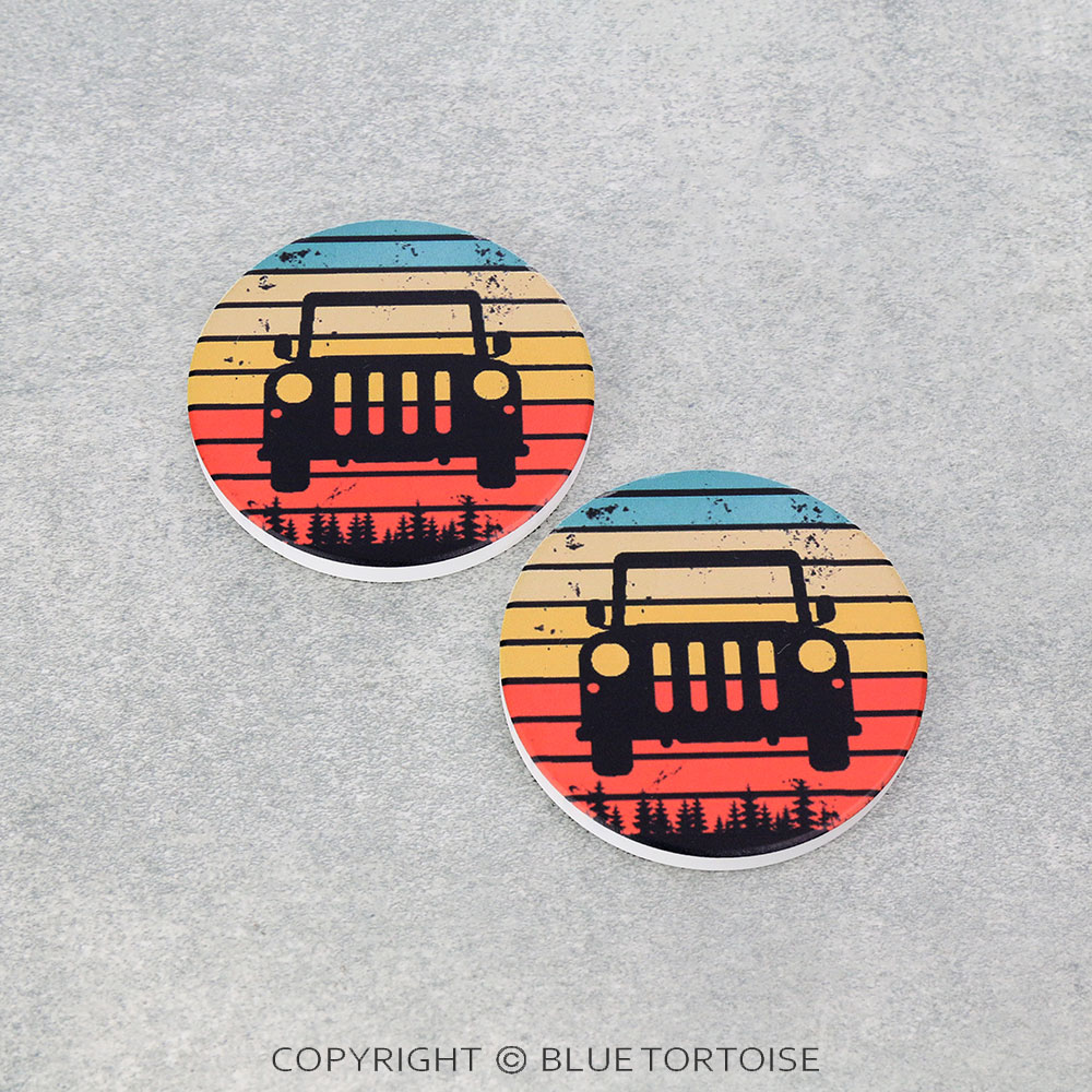 Sunset Pattern Truck Absorbent Ceramic Car Coasters