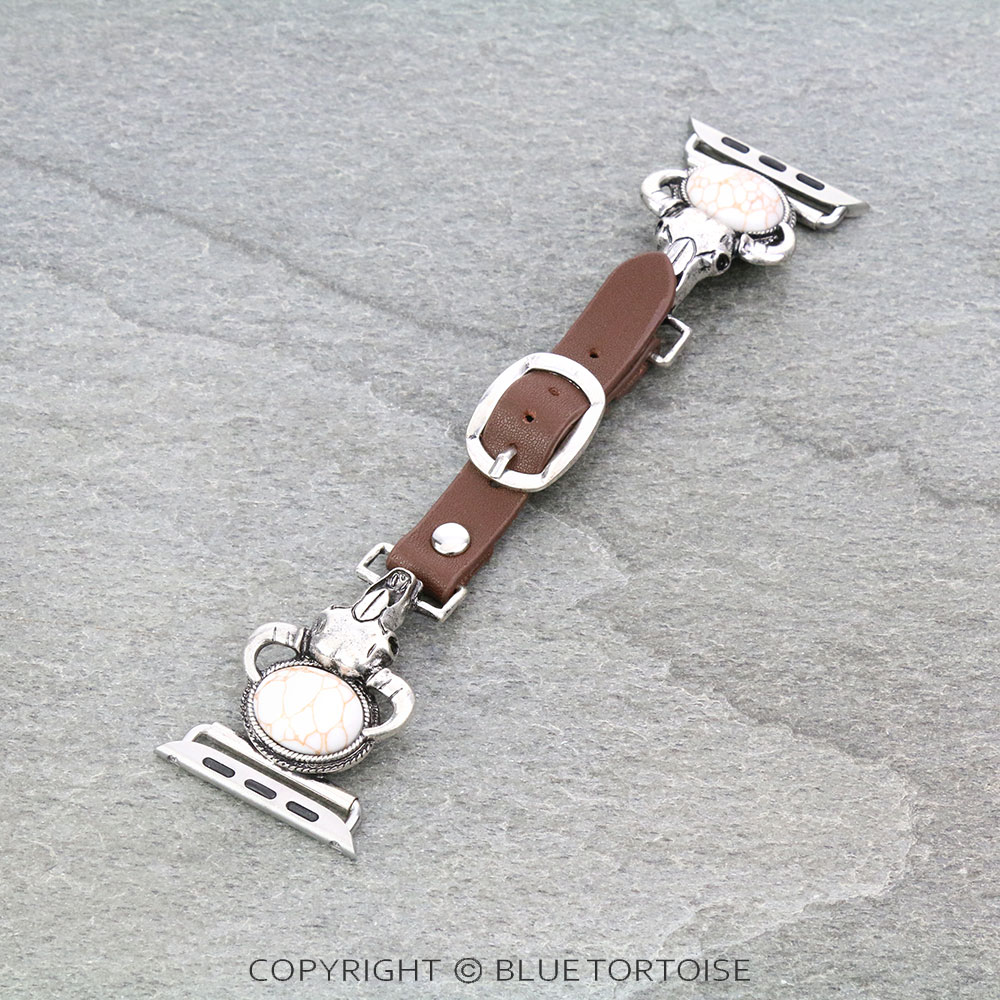 Large Western Steer Skull Stone Apple Watch Band