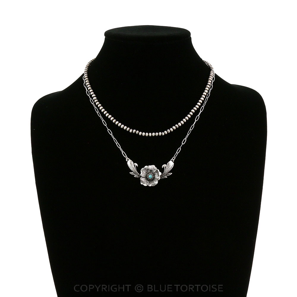 Flower Casting 2Row Necklace - Image 2