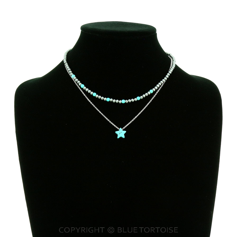 Star Stone 2Row Necklace - Image 2