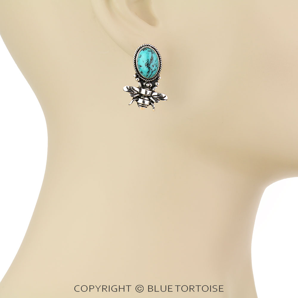 1" Bumblebee Stone Stud Earrings - Image 2